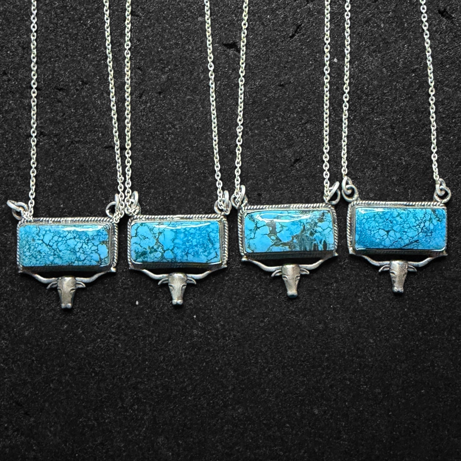 Grape Dahlia & Mohave Turquoise Longhorn Bar Necklaces Exclusive to Y’allternative Edge