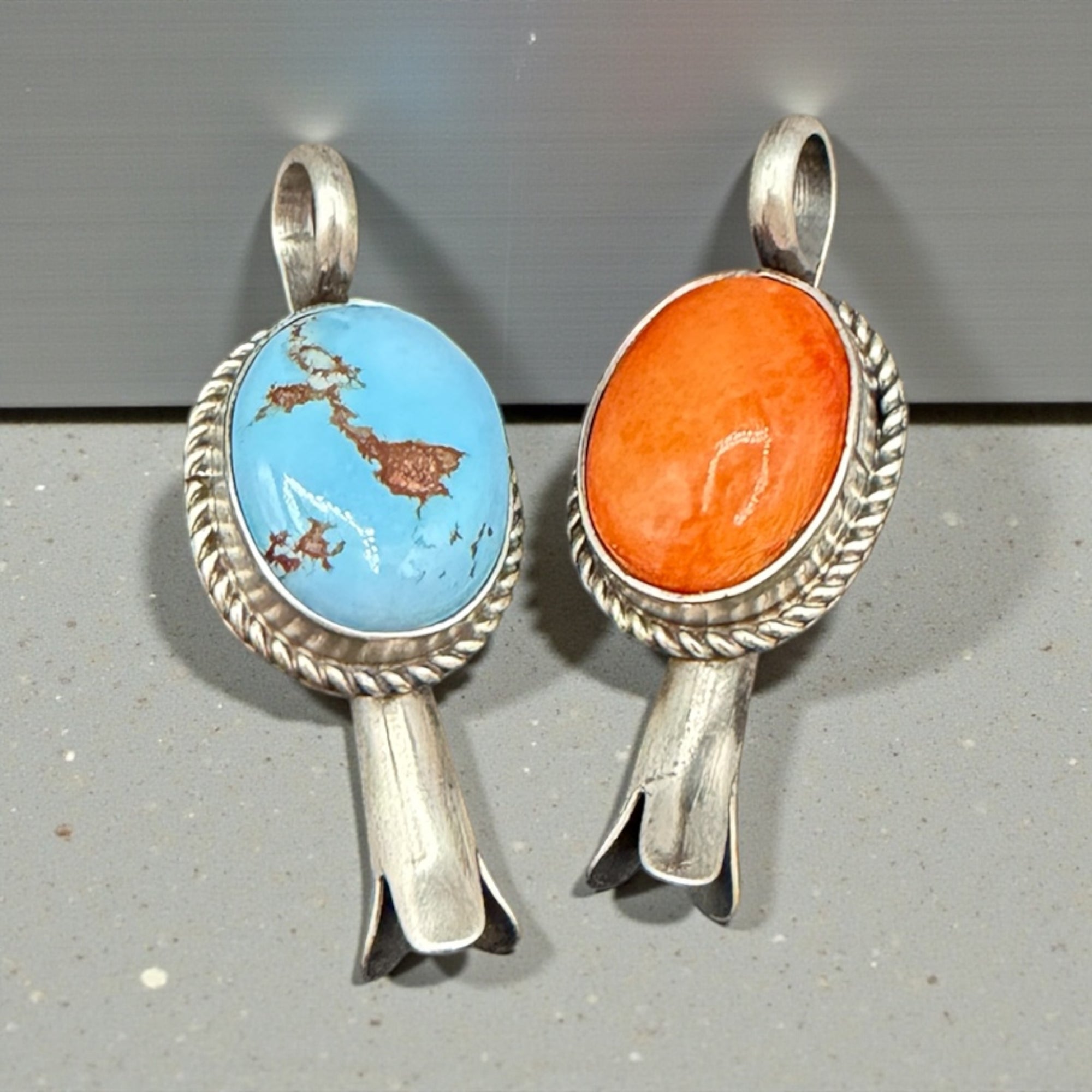 Native-Made Sterling Silver Squash Blossom Pendants