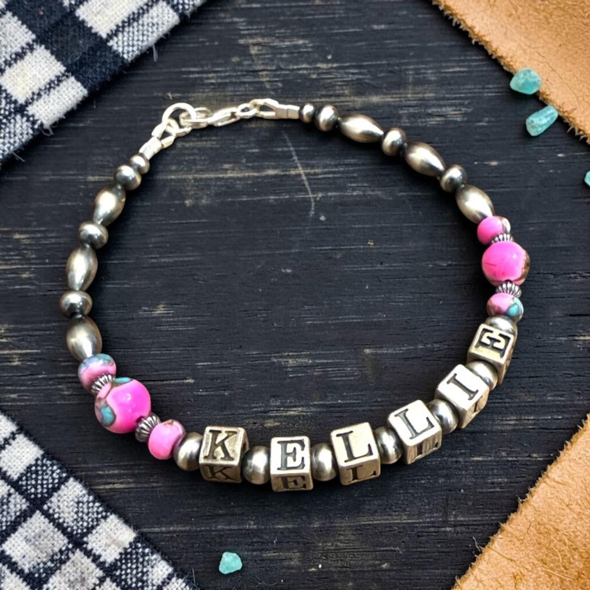 Custom Cotton Candy Mohave & Sterling Navajo Style Pearl Bracelet