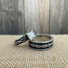 Vintage Cowboy Jewelers Sterling & Platinum Barbed Wire Ring Set-8.5