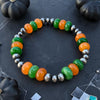 6" Orange Jade & Emerald Jade Stretch Bracelet