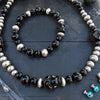Black Onyx Hand Carved Skully Necklace — 17"