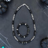 Black Onyx Hand Carved Skully Necklace — 17"