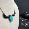 Statement Onyx & Kingman Turquoise Longhorn Necklace by OutWest Silver
