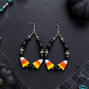 3.5" Black Onyx & Candy Corn Earrings