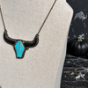 Statement Onyx & Kingman Turquoise Longhorn Necklace by OutWest Silver