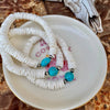 Sleeping Beauty Turquoise, White Shell & Navajo Finished Pearl Stretch Bracelet