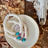 Sleeping Beauty Turquoise, White Shell & Navajo Finished Pearl Stretch Bracelet