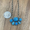 Native American Navajo Handmade Silver Turquoise Half Cluster Bar Necklace 18