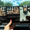 Blacktop Boss™ Cowhide Leather Visor Organizer | Western Car & Truck Storage Organizer