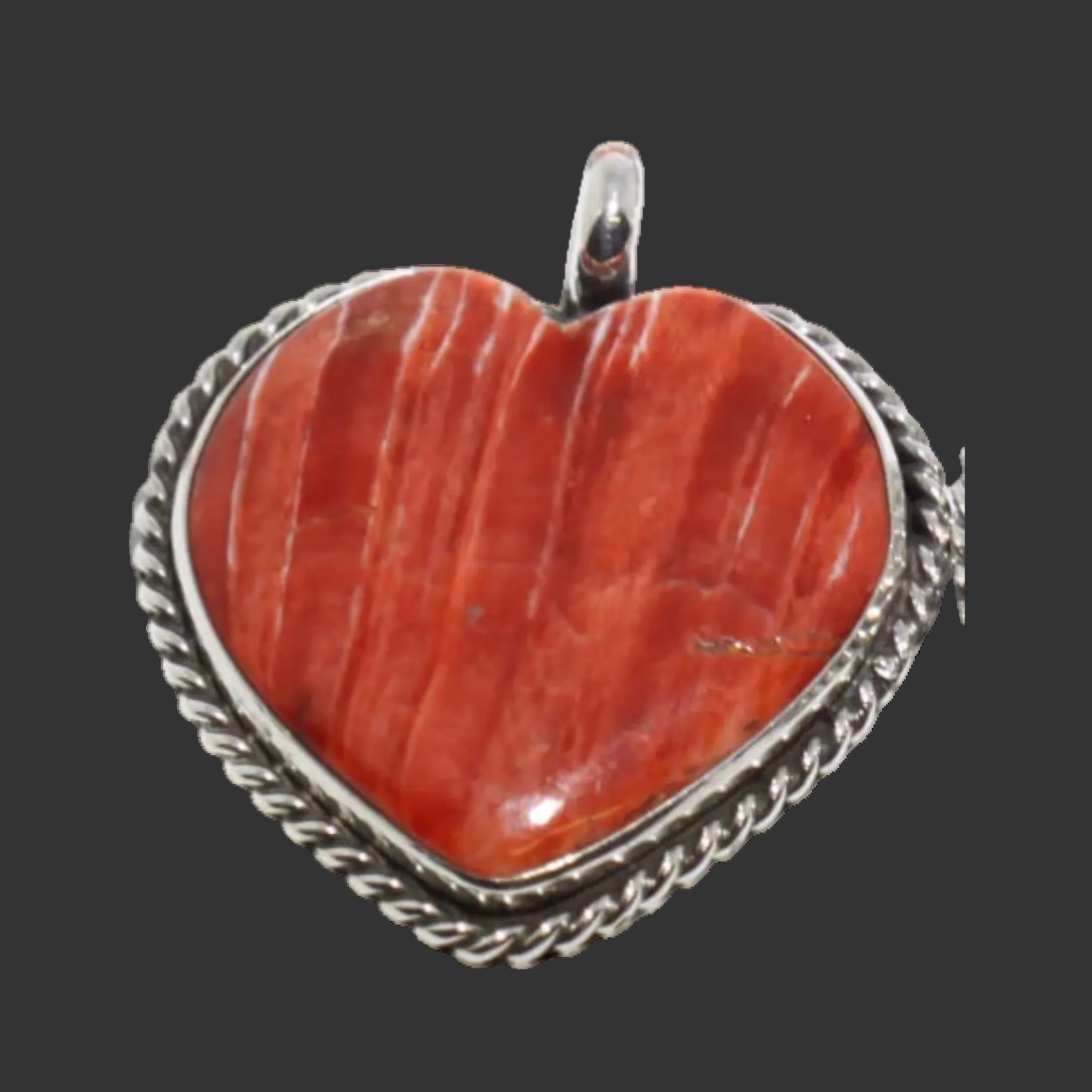 Orange Spiny Oyster Heart Pendant – Reva Goodluck (Navajo)