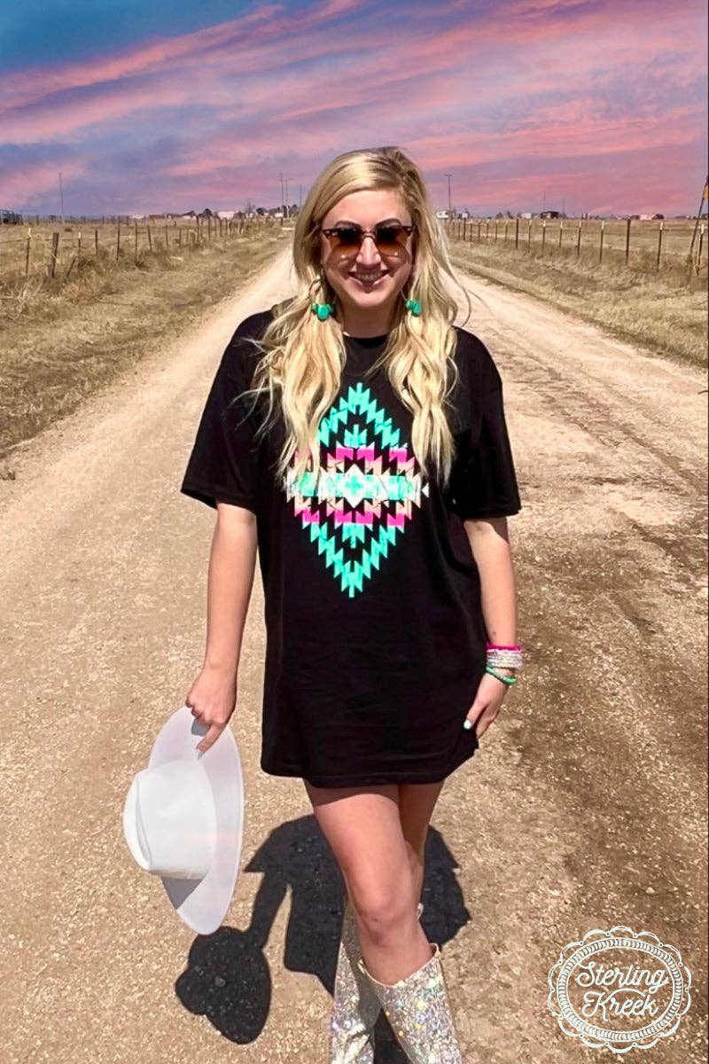 TURQUOISE SANDS BOYFRIEND TSHIRT DRESS- ONE left- XL