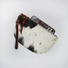 Large Hawks & Doves Large Half Moon Cowhide and Leather Zip Pouch with Wristlet-$50 DEAL