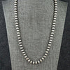 Sterling Silver Handmade Navajo Pearl Necklace- 18" 7mm Round Pearls Dorinda Mariano (Navajo)