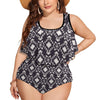 Black Aztec Plus Size Tankini