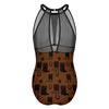 Brown Boots Mesh Insert One Piece