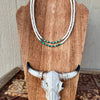 Matte White Glass, Sonoran Turquoise & Navajo Finished Pearl Layering Necklace-19”