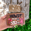 Howdy Tooled Leather & Cowhide Coin Pouch