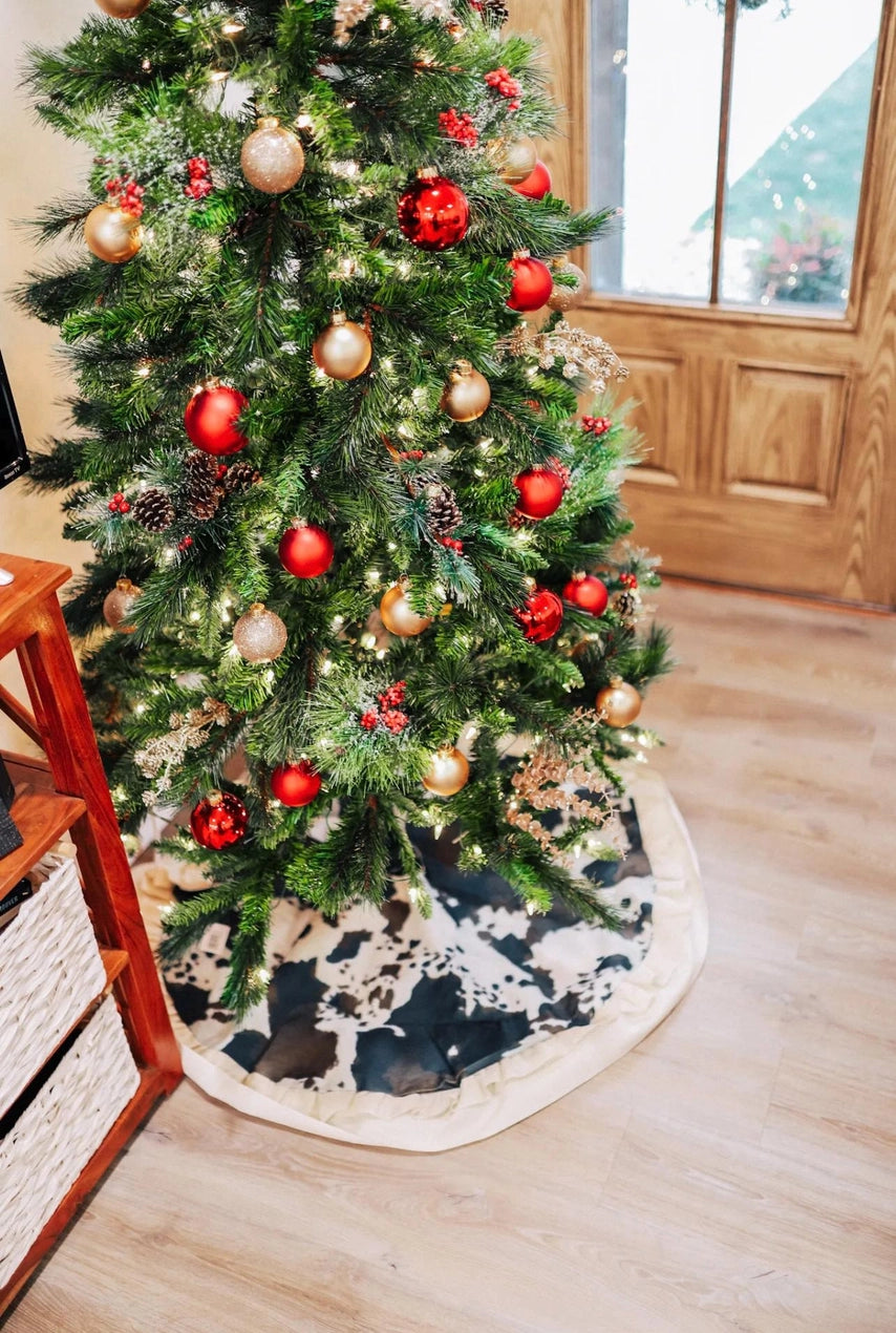 Brown Cowhide Christmas Tree Skirt- Full Size