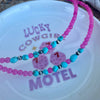 Fuchsia Jade & Sonoran Turquoise Navajo Finished Pearl Choker- 18”