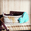 The Goldie H. - Narrow Genuine Leather Cuff w/ Turquoise Slab