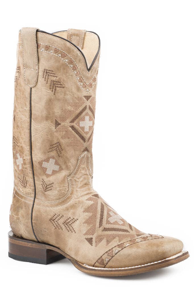 Roper Womens Waxy Tan Vamp And Shaft Boots