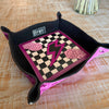Pink Lightning Checkerboard Tooled Leather Tray – Large Cowhide Catchall
