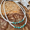 Mother of Pearl, Sonoran Turquoise & Navajo Finished Pearl Necklace-18”