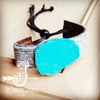 The Goldie H. - Narrow Genuine Leather Cuff w/ Turquoise Slab
