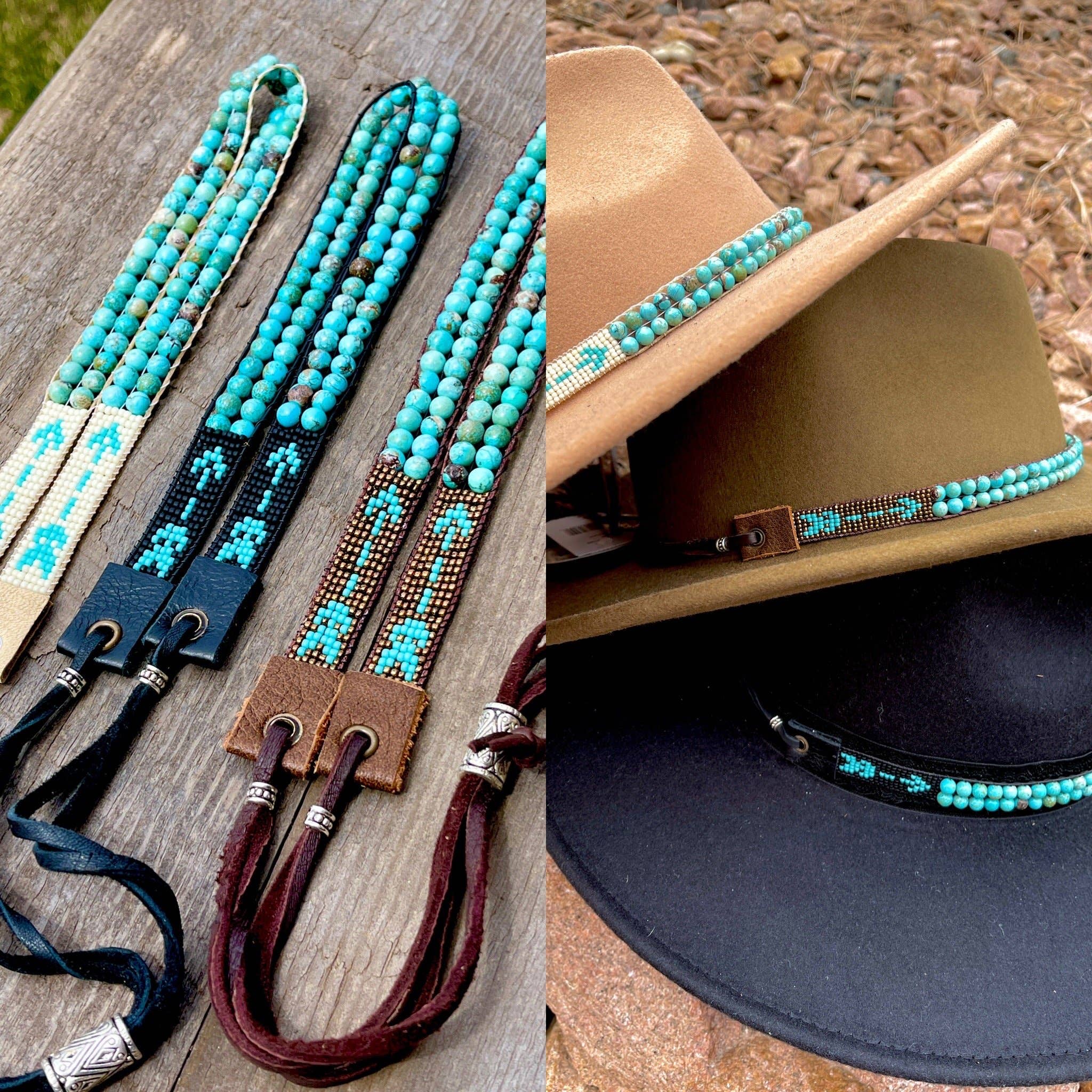 Turquoise & Arrow Hatband: Whiskey Bronze