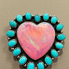 The Valentine's Day Collection- HUGE Pink Galaxy Opal & Turquoise Cluster Ring – Size 6.5 By Herbert Tsosie