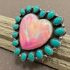 The Valentine's Day Collection- HUGE Pink Galaxy Opal & Turquoise Cluster Ring – Size 6.5 By Herbert Tsosie
