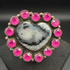 The Valentine's Day Collection- Hot Pink Crystal & Dendrite Opal Cluster Ring – Size 8.25 By Bernadine Begay Tsosie