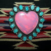 The Valentine's Day Collection- HUGE Pink Galaxy Opal & Turquoise Cluster Ring – Size 6.5 By Herbert Tsosie