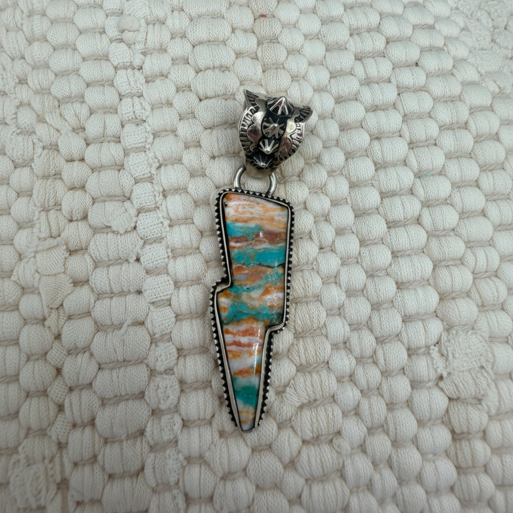 Orange Spiny Bolt Pendant- Zia