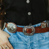 Genuine Brown Gator Silver Concho Belt- RETAIL $149.99