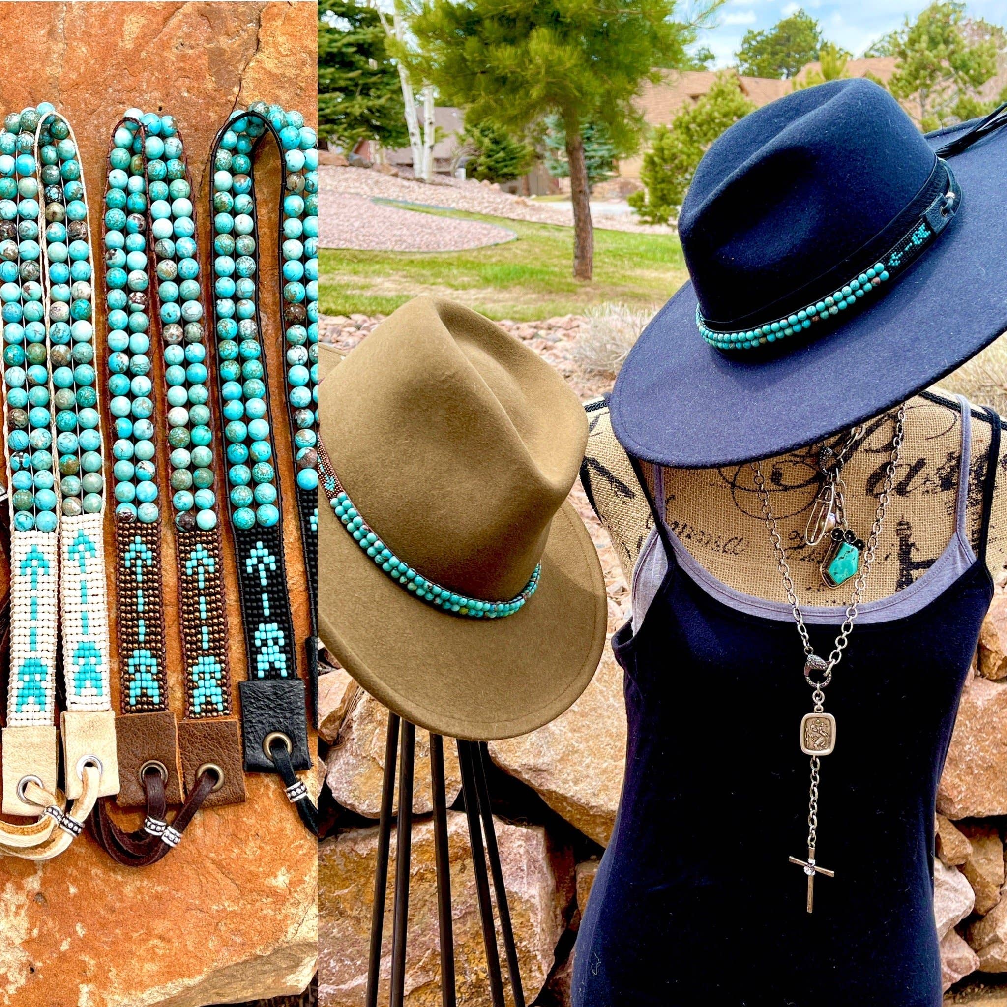 Turquoise & Arrow Hatband: Whiskey Bronze