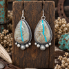 Sterling Silver Ribbon Blue Gem Turquoise Lariat Necklace & Earring Set  Navajo Silversmith LaRose Ganadanegro