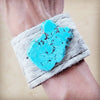 The Bianca- Wide Genuine Leather Cuff w/ Turquoise Slab- RETAIL $34.99
