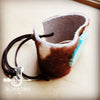 The Markie- Genuine Axis Deer Hide cuff With Turquoise Slab- RETAIL $49.99