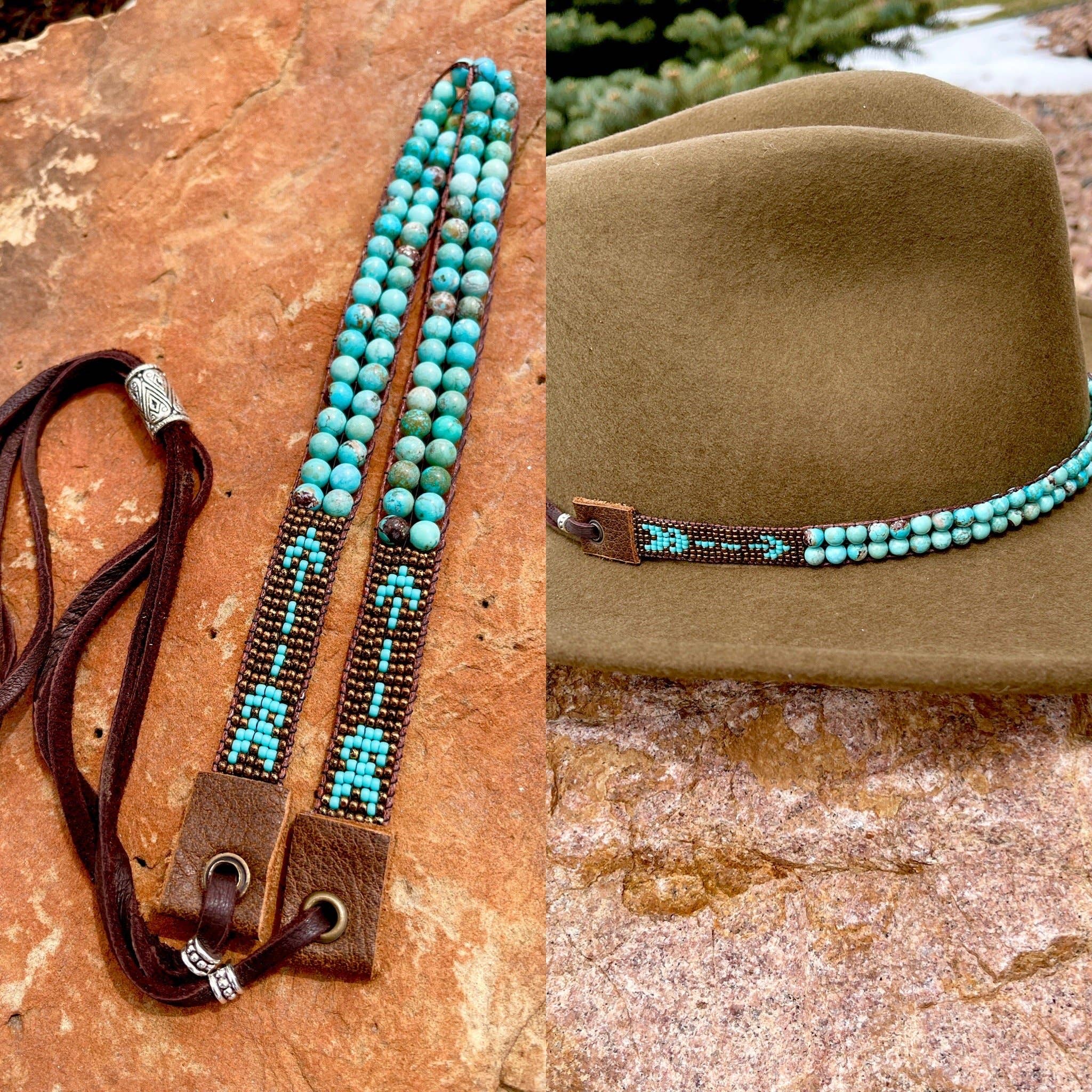 Turquoise & Arrow Hatband: Whiskey Bronze