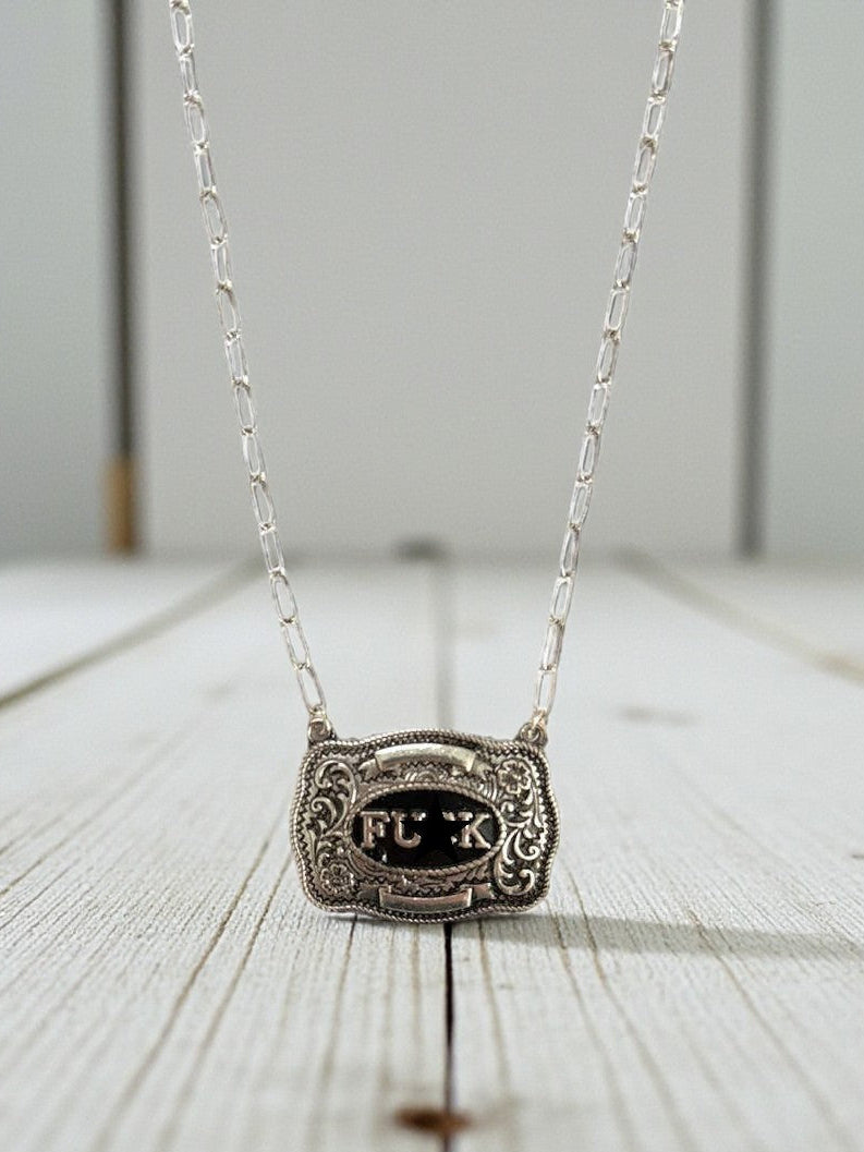 Zero Fks Given Buckle Necklace