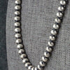 Sterling Silver Handmade Navajo Pearl Necklace- 18" 6mm Round Pearls Dorinda Mariano (Navajo)