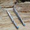 Turquoise Native American Hand Stamped Curved Bar Stick Earrings