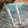 Coral Native American Hand Stamped Curved Bar Stick Earrings