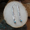 Turquoise Native American Hand Stamped Curved Bar Stick Earrings