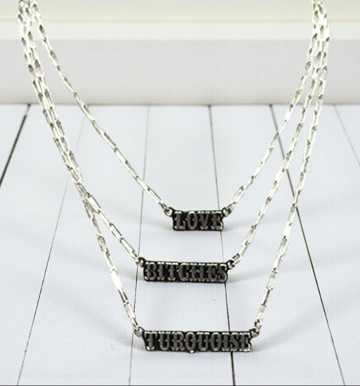 Western “Love, B*tches & Turquoise” Necklace Set – 3 Pieces  💋💎🤠