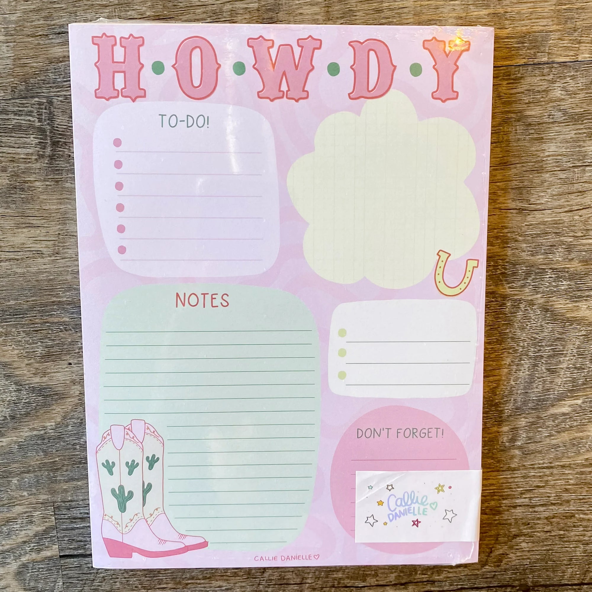 Howdy Cowgirl Boots Western Daily Notepad