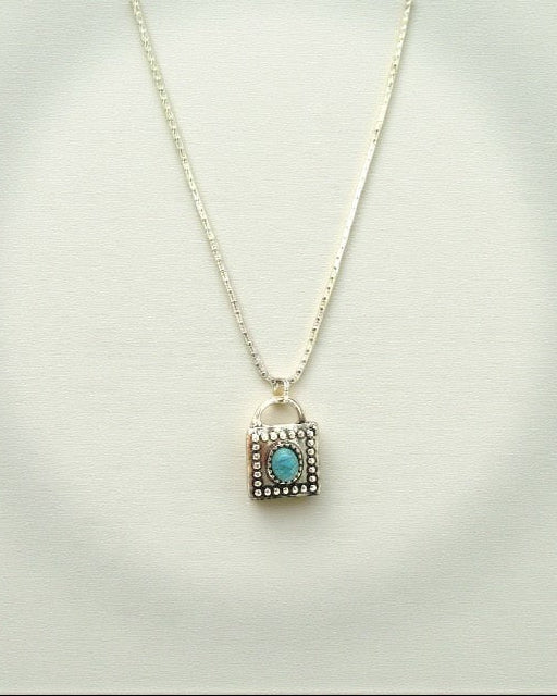 Western Turquoise Lock Necklace