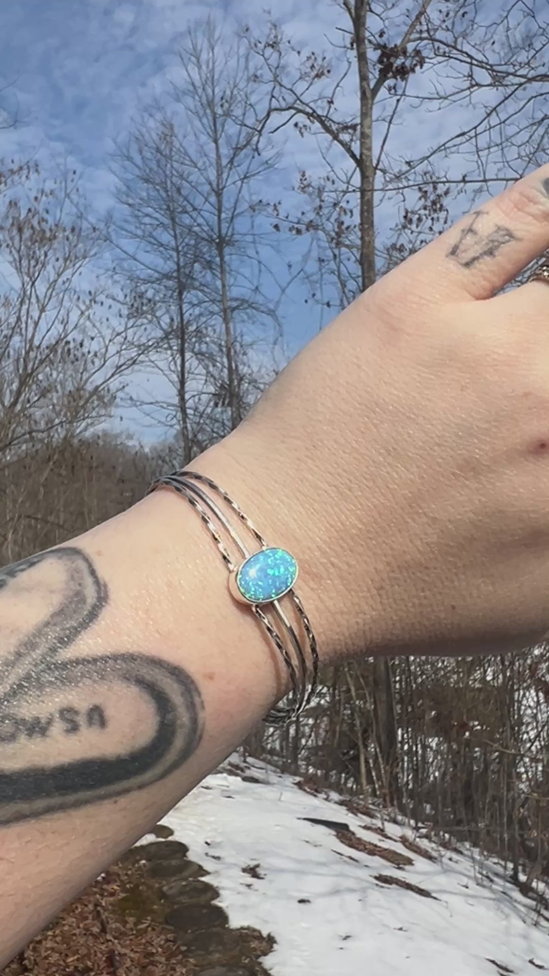 Blue Fire Opal Cuff- Alice Rose